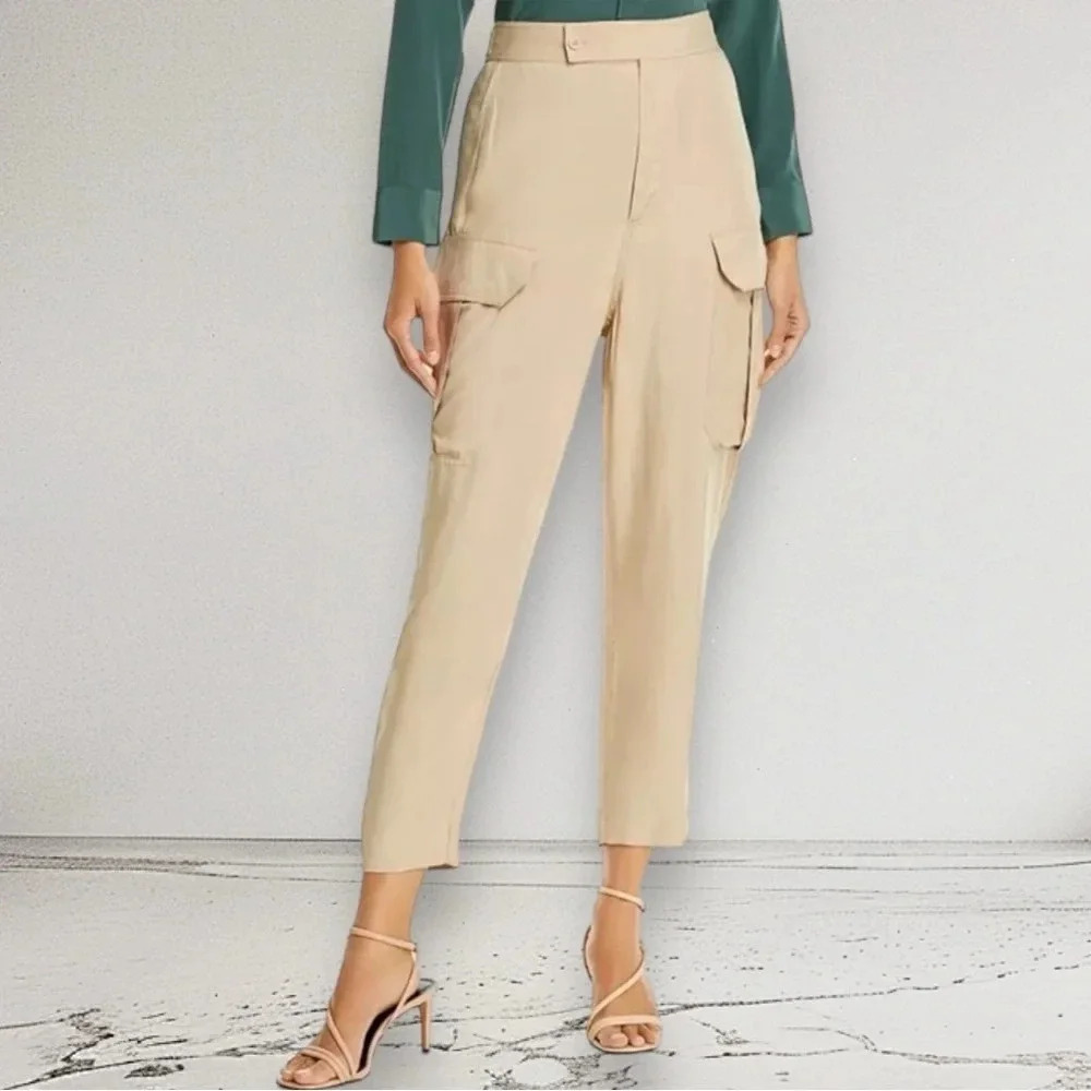 NEW EQUIPMENT FEMME Drop crotch Cargo Pants in Beige Size 8